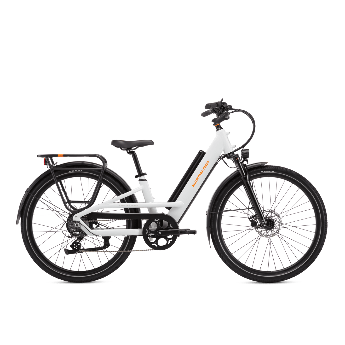 Right side view of a Radster Road electric commuter bike, size regular in lunar white