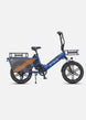 a blue engwe le20 electric cargo bicycle with 2 bike baskets