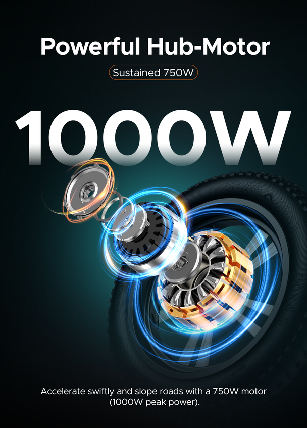 the powerful hub-motor of engwe m20 e-bike
