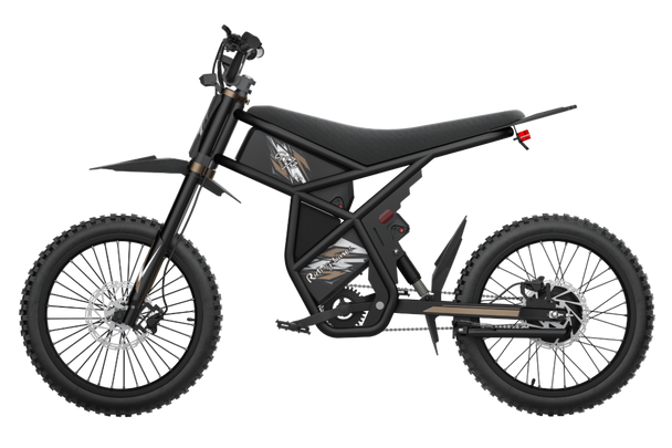 Black GT73 Pro electric motorbike with rugged off-road tires and rear gear hub motor design