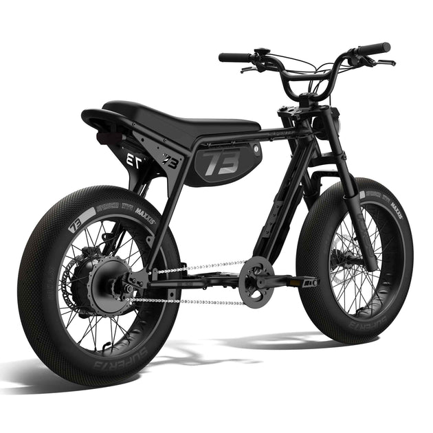 Rear view of the SUPER73-ZX SE Legacy Series ebike in blackout @color_blackout