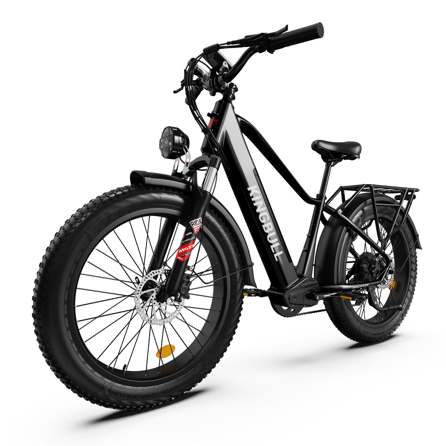 Kingbull Discover electric bike in black, right side angle view highlighting wheel and tire details