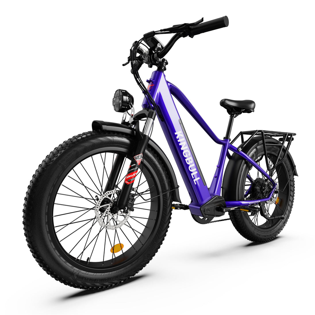 Kingbull Discover electric bike in blue, right side angle view displaying tire and rim details