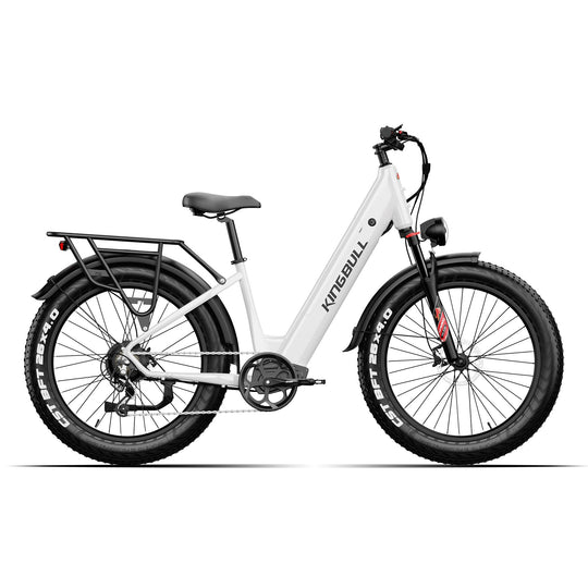 Kingbull Discover ST 2.0 electric bike in white color, three-quarter angle view highlighting modern design