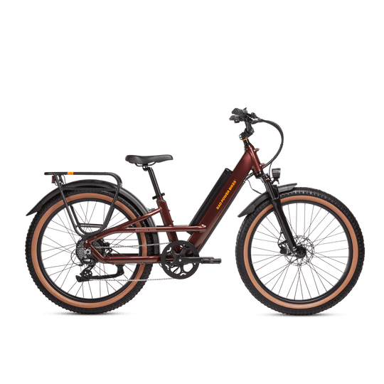 Right side view of a Radster Trail electric commuter bike, size regular in copper red