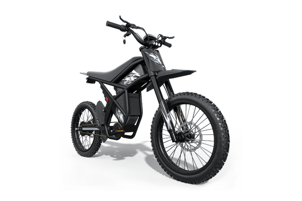 Black GT73 Pro electric motorbike with off-road tires, hydraulic brakes, and removable dual lithium batteries, designed for high torque and long-range riding.