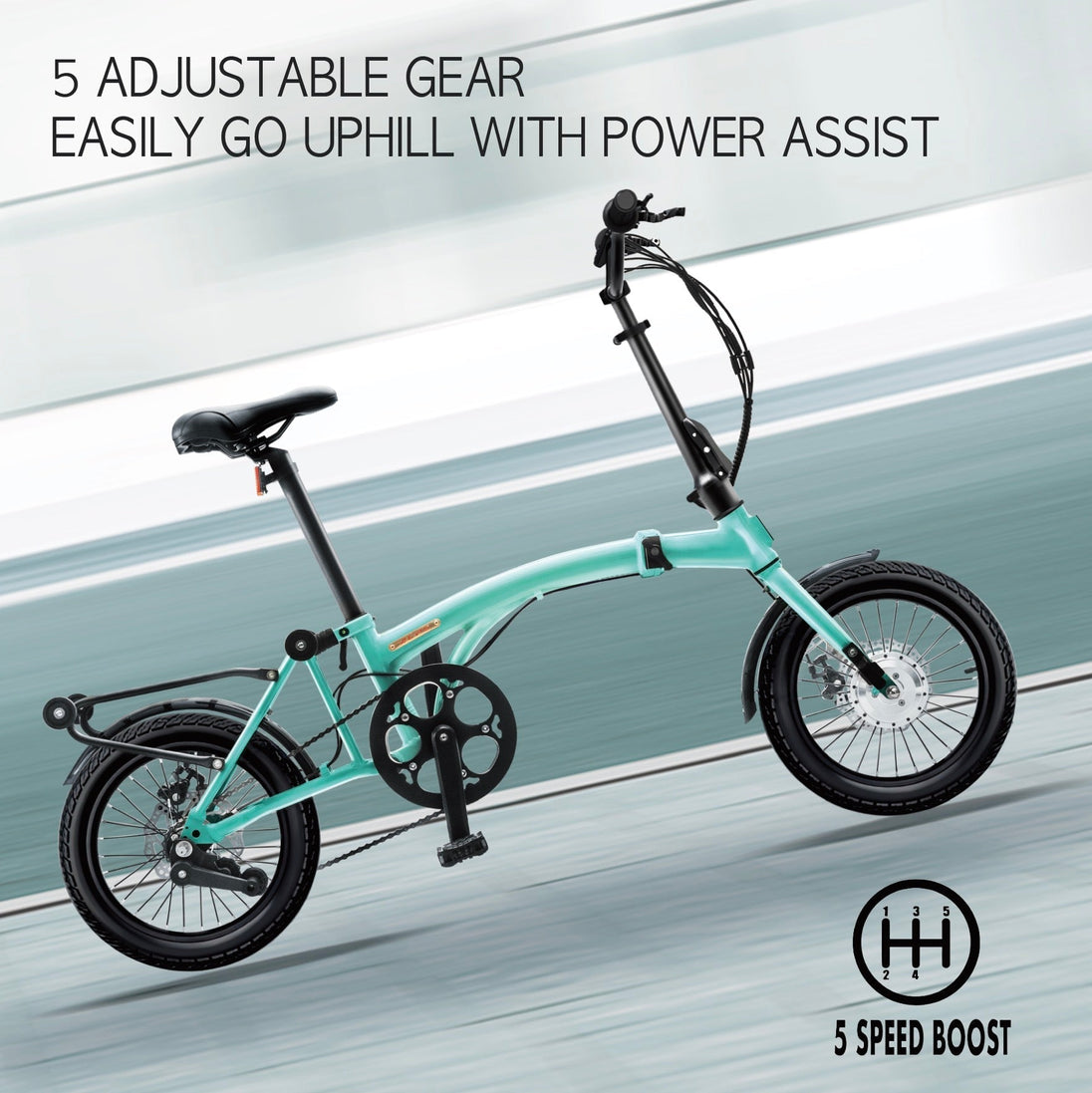 iGOGOMi ALPS 3 folding 3 - Speed Electric Bicycles (ice blue) - Riding 5 Electric Bike