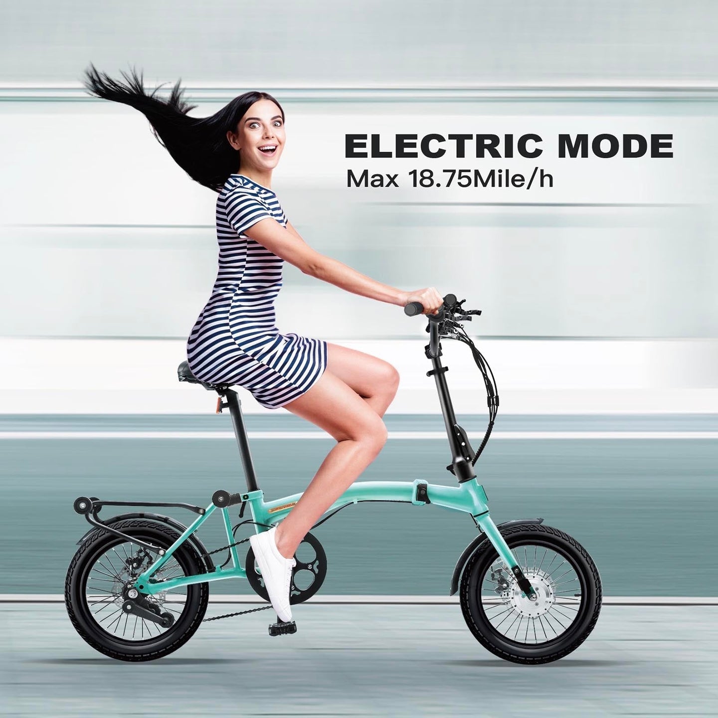 iGOGOMi ALPS 3 folding 3 - Speed Electric Bicycles (ice blue) - Riding 5 Electric Bike