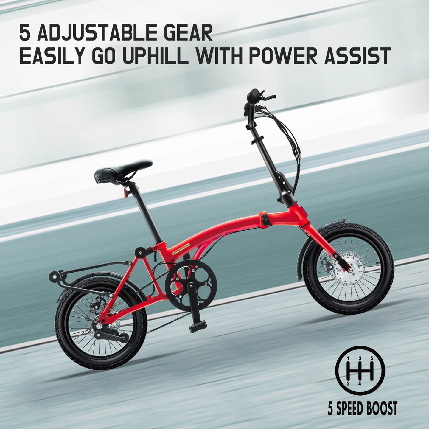 IGOGOMI ALPS 3 folding 3 - Speed Electric Bicycles (Red) - Riding 5 Electric Bike