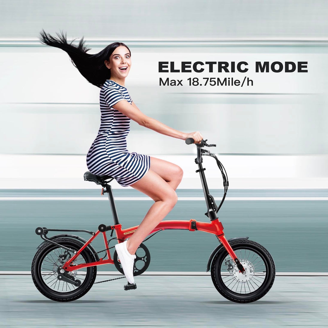 IGOGOMI ALPS 3 folding 3 - Speed Electric Bicycles (Red) - Riding 5 Electric Bike