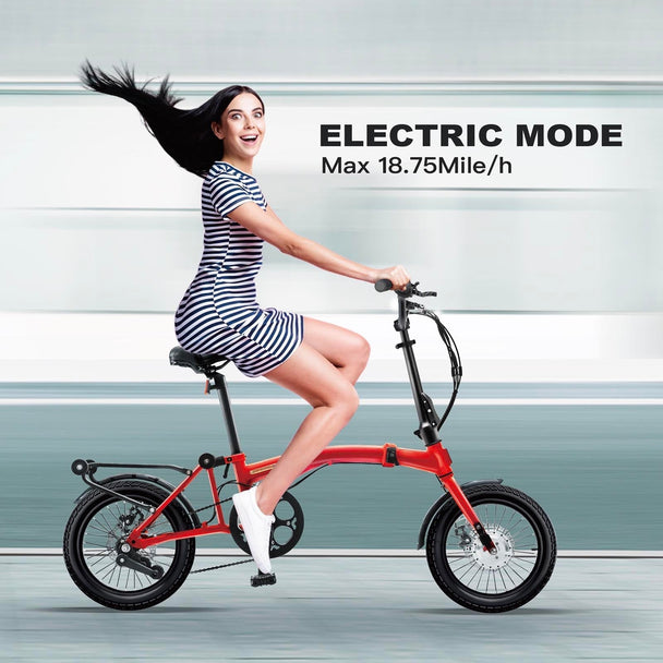 IGOGOMI ALPS 3 folding 3 - Speed Electric Bicycles (Red) - Riding 5 Electric Bike