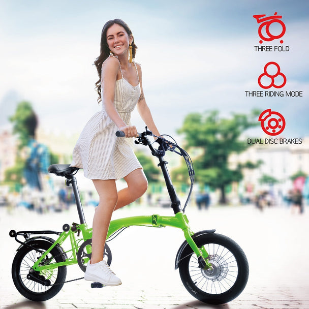 IGOGOMI ALPS E - Bike 3 folding 3 Speed （Green） - Riding 5 Electric Bike