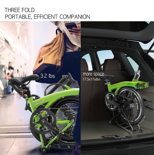 IGOGOMI ALPS E - Bike 3 folding 3 Speed （Green） - Riding 5 Electric Bike