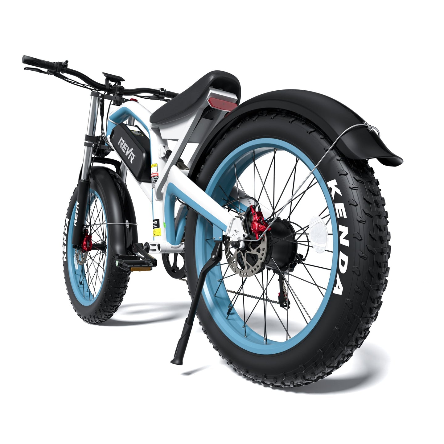REVR TA7e Off - Road Electric Bike for Adults White + Blue - Riding 5 Electric Bike