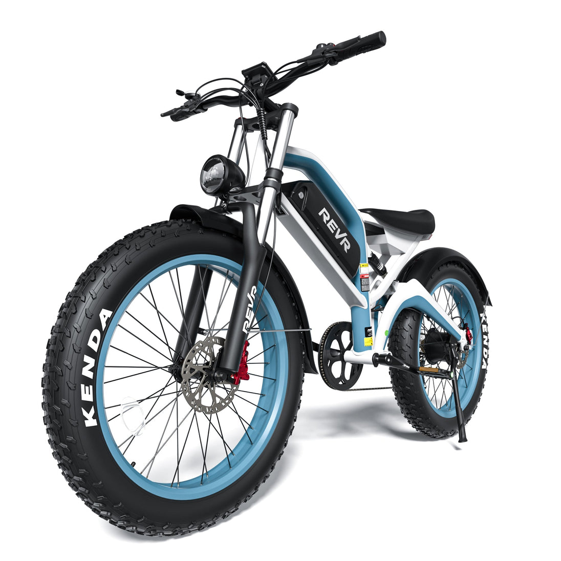 REVR TA7e Off - Road Electric Bike for Adults White + Blue - Riding 5 Electric Bike