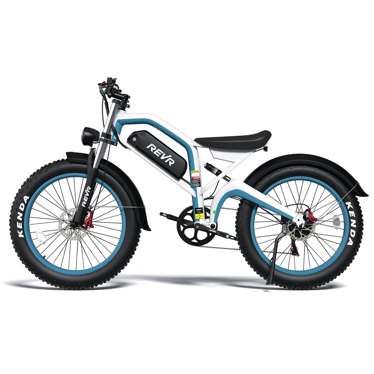 REVR TA7e Off - Road Electric Bike for Adults White + Blue - Riding 5 Electric Bike
