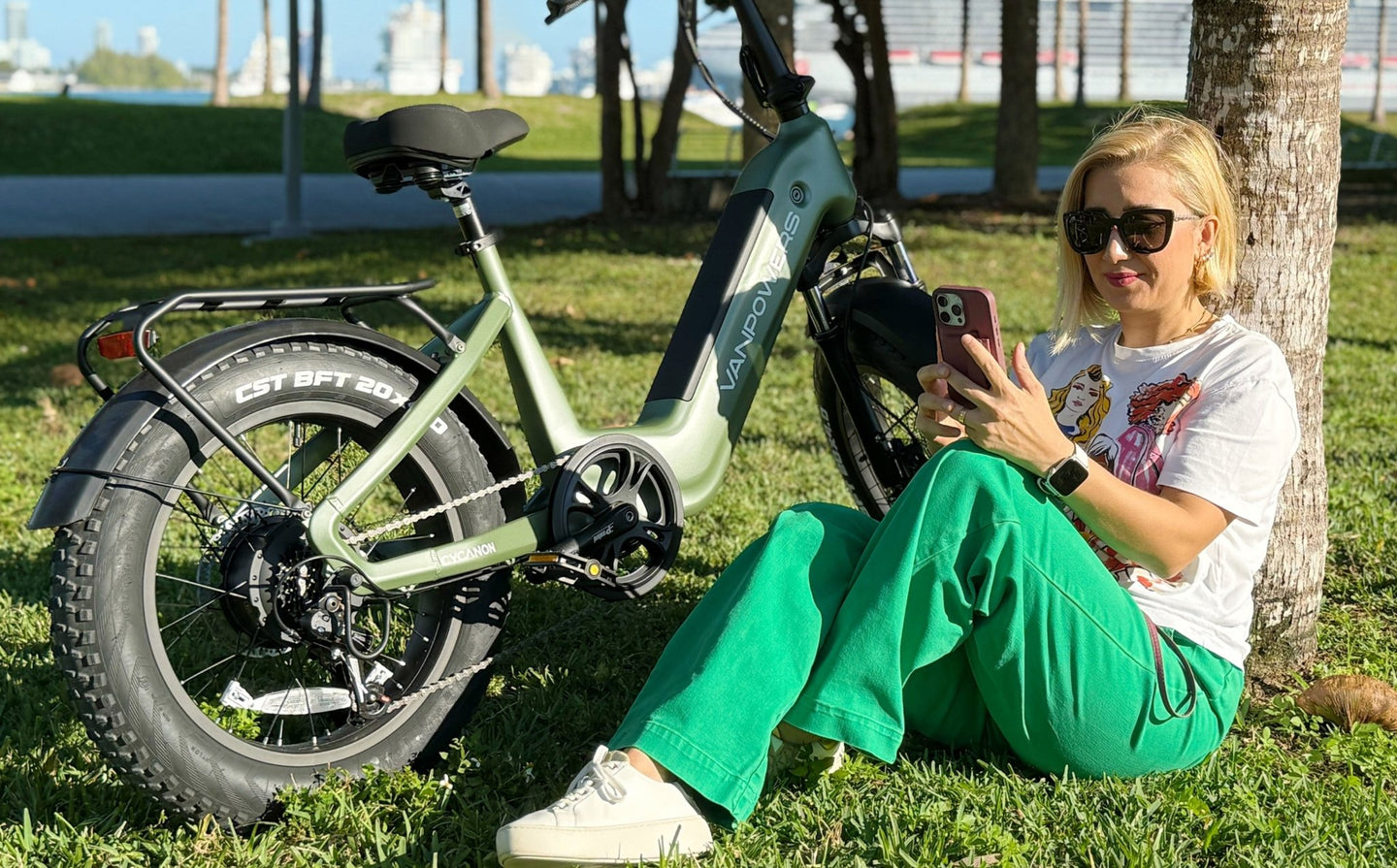 vanpowers Cycanon Fat Tire E - Bike - Riding 5 Electric Bike